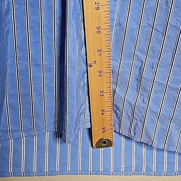 Zara Small Shirt Dress Button Front Blue Stripe Twist Front Long sleeve - Picture 9 of 11